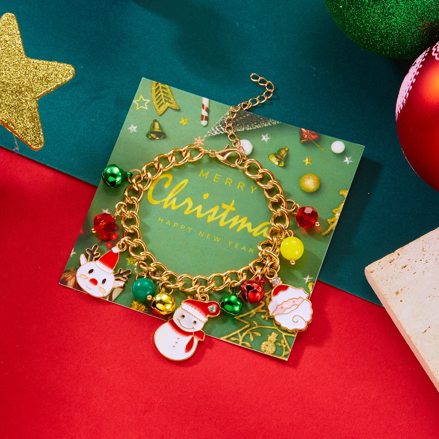 Wholesale Snowman Bell Pendant Bracelet Necklace Set